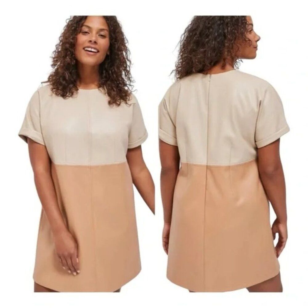 Anthropologie Avec Les Filles Andrea Tan Faux Leather Mini Dress Sz SP